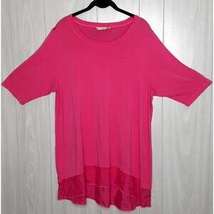Soft Surroundings Pink Tunic Tiered Top Size 1X Short Sleeve Style # 57874